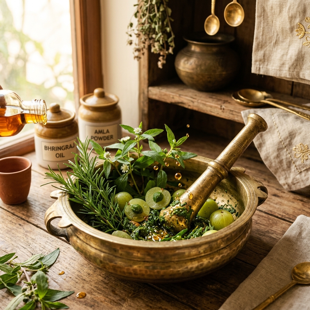 Fresh Ayurvedic Herbs Preparation